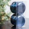 10cm Shiny Midnight Blue Round Disk Ornaments - Set Of 6