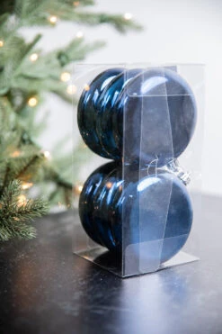 10cm Shiny Midnight Blue Round Disk Ornaments - Set Of 6