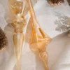 12” Champagne Collared Glass Finial Ornament