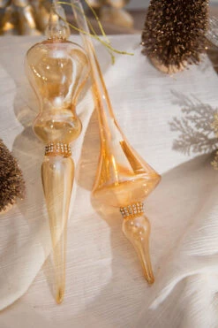 12โ Champagne Collared Glass Finial Ornament