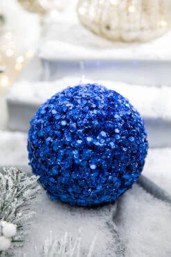 5” Midnight Blue Sequins & Jewels Ball Ornament