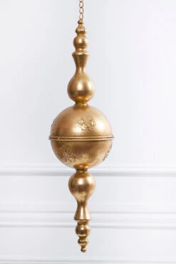 20.5” Metal Gold Hanging Ornament With Snowflake Detail