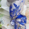 4" X 10 Yard Blue And Champagne Jaquard Ribbon