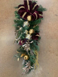 36" Crimson & Gold Prelit Holiday Teardrop