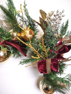 6ft Cordless Prelit Crimson And Gold Holiday Garland