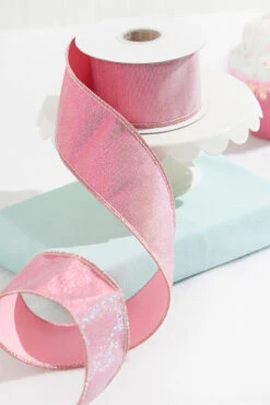 2.5” X 5 Yard Pink Splash With Fused Tissue Back Ribbon