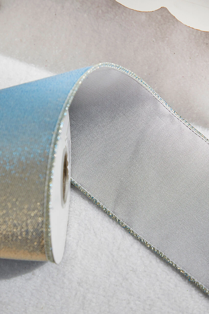 4โ X 5 Yard Blue Splash W/ Fused Tissue Back Ribbon - Image 3