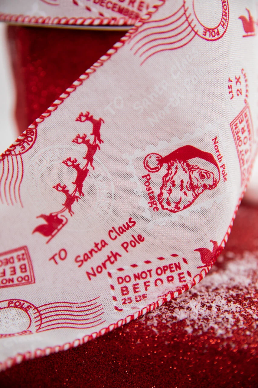 4" X 10 Yard North Pole Postage Ribbon - Image 4