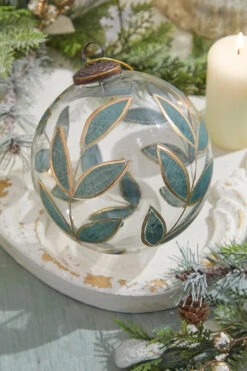 6" Painted Laurel Glass Ornament