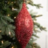 12" Beaded Finial Ornament - Red
