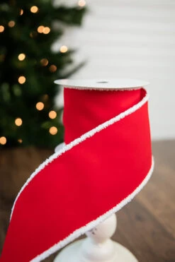 4" X 10 Yard Red With Snow Edge Ribbon