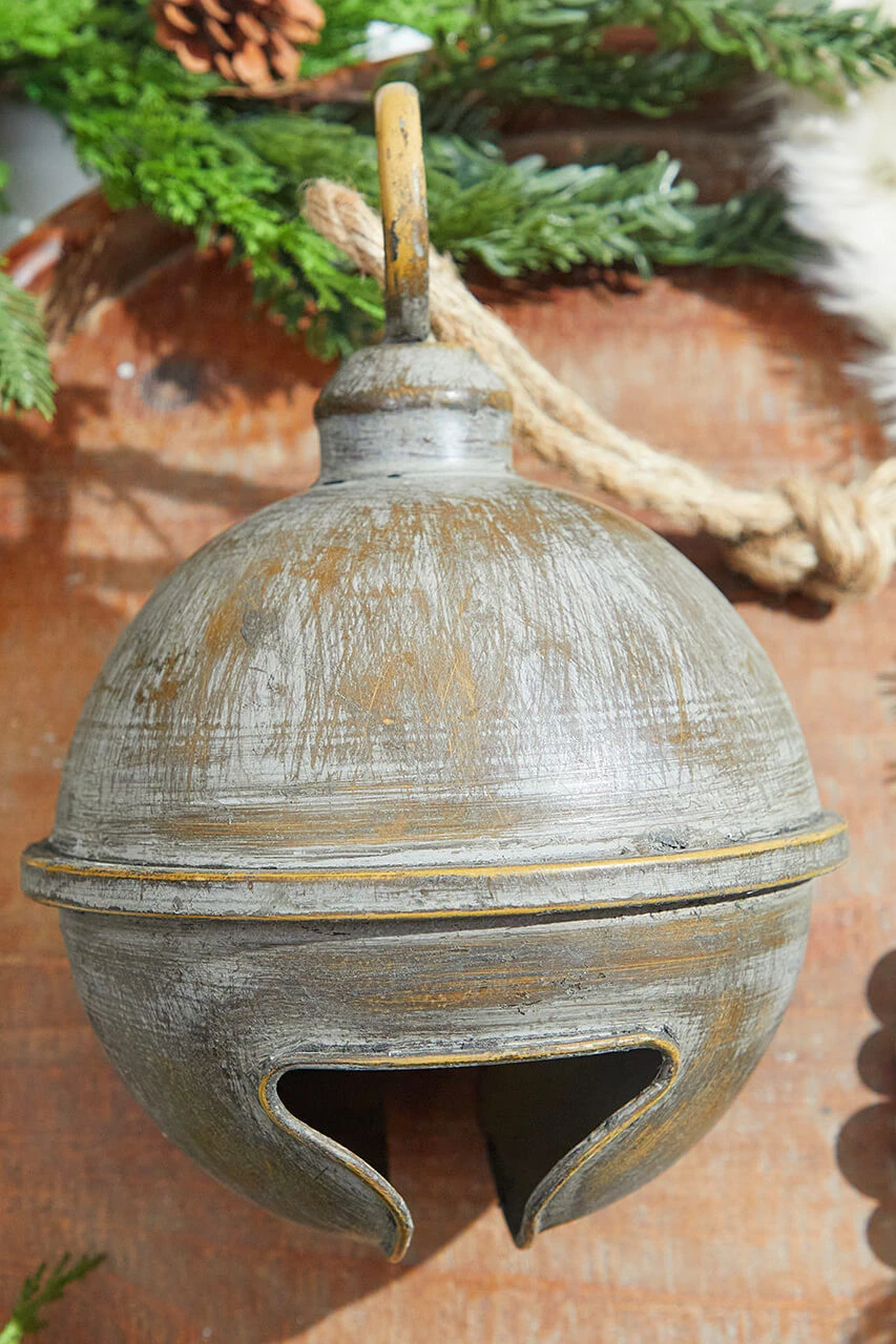 7" X 9β Antique Finish Metal Jingle Bell Ornament - Image 2