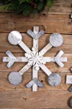 18β Wood Metal Snowflake Ornament - Medium