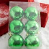 3” Green Shiny Ball Ornaments - Set Of 6