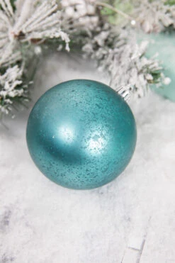 3.5” Aqua Blue Matte Mercury Ball Ornaments - Set Of 4
