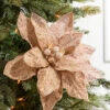 24" Rose Gold Beaded Sequins Poinsettia Stem