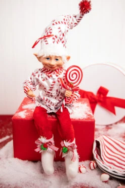 17” Fabric Bendable Candy Cane Elf
