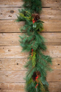 72” Pine Garland With Cones & Berries