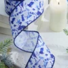 2.5" X 10 Yard Blue And White Birds Wired Ribbon
