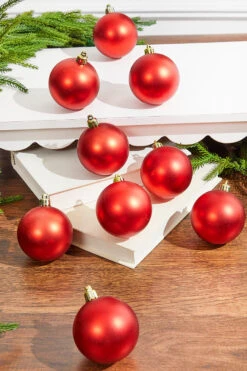 2.5β Red Matte Ball Ornaments - Set Of 12