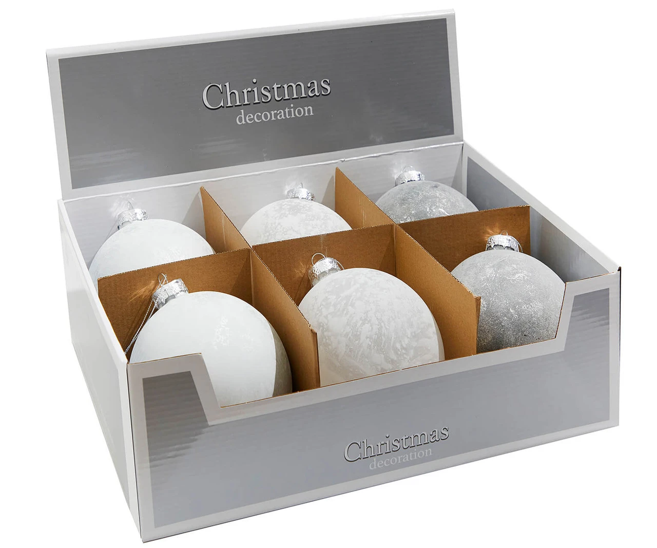 5" Frosted White Christmas Ball Ornaments - Set Of 6 - Image 5