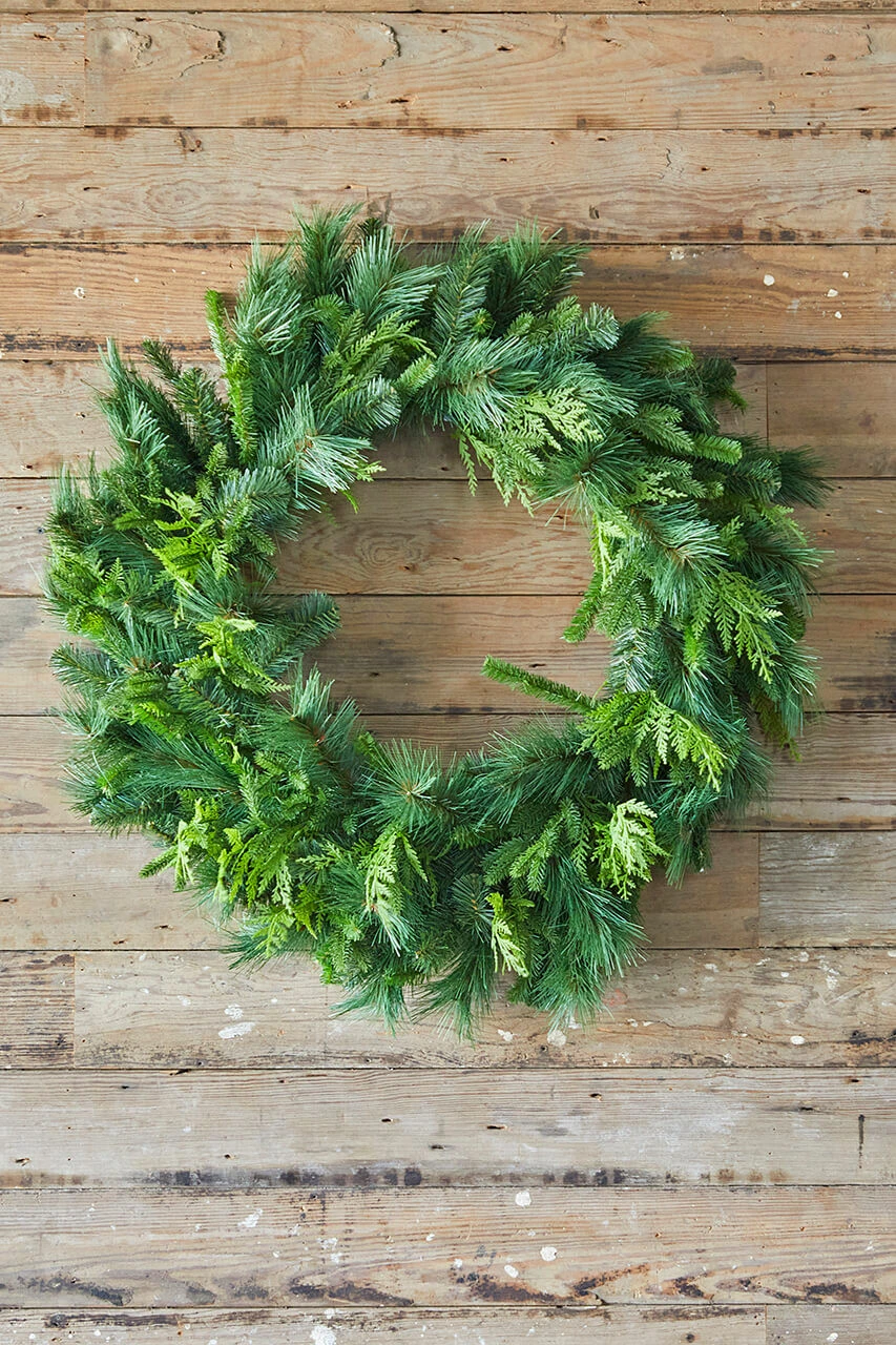 36" Bristle Pine With Natural Touch Evergreen Wreath
