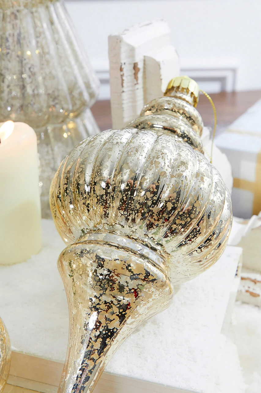 10" Mercury Ridged Finial Ornament - Set Of 2 - Image 3