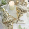 10" Mercury Ridged Finial Ornament - Set Of 2