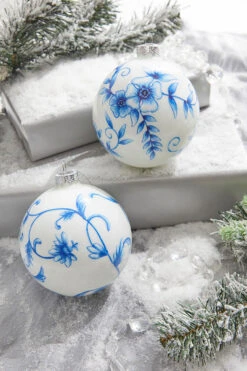 4" Glass Bloomsbury Floral Ball Ornament