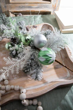 27” Flocked Christmas Pine/Green Ornament Spray