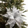 22” Velvet Sheer Poinsettia Stem - Silver
