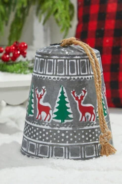 8” Iron Pressed Bell With Deer & Tree Detail