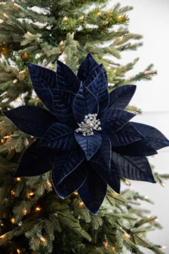 22β X 17β Giant Velvet Poinsettia Stem - Midnight Blue