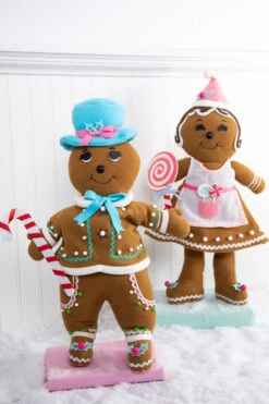 20” Fabric Pastel Gingerbread Man/Lady
