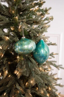 Glass Aqua Blue Onion/Finial Ornament