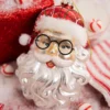 6.5” Retro Glass Santa Face With Glasses Ornament