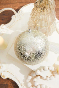 6” Iced Metallic Ball Ornament
