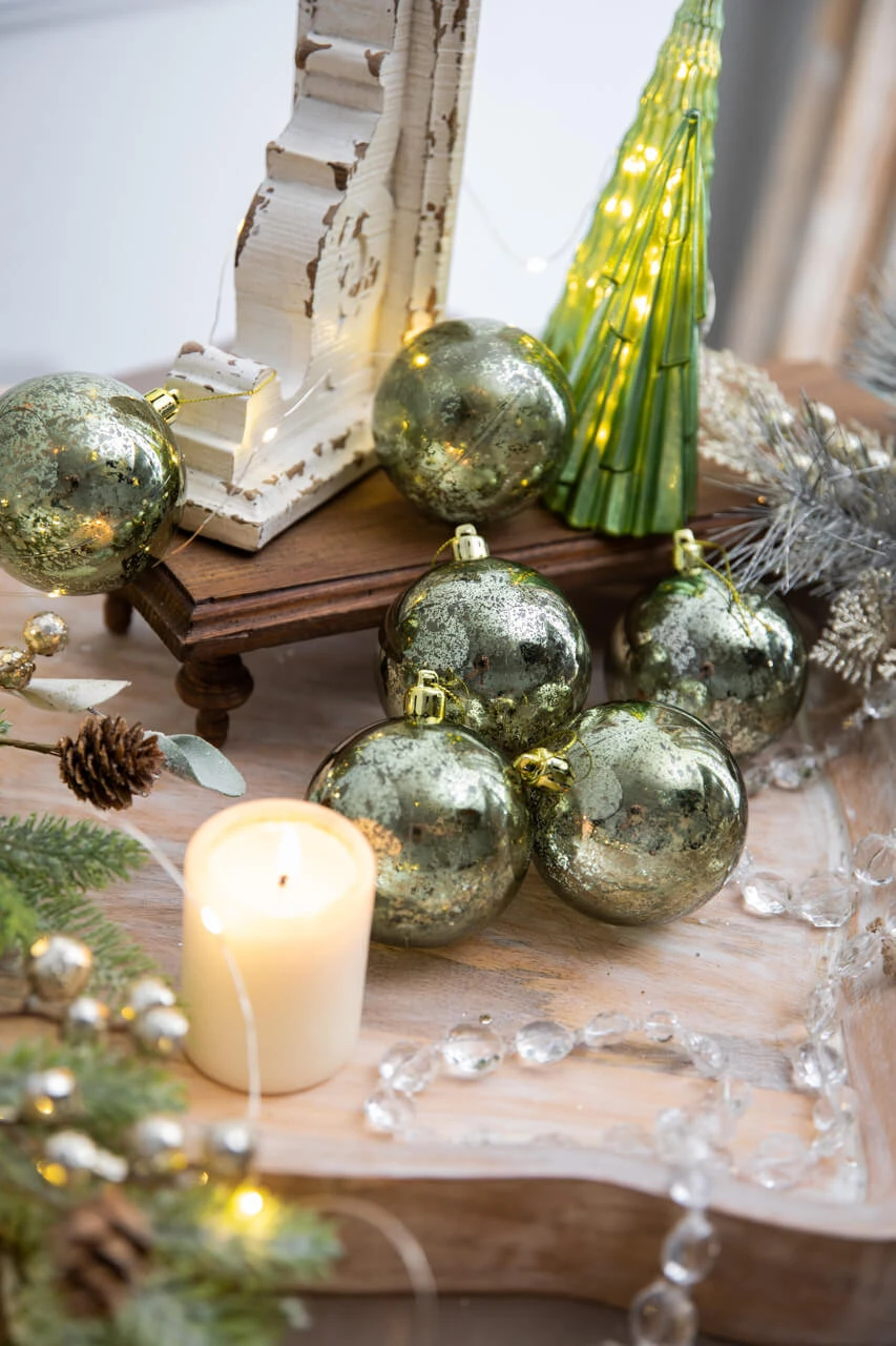 3β Spruce Mercury Shatterproof Ball Ornaments - Set Of 6