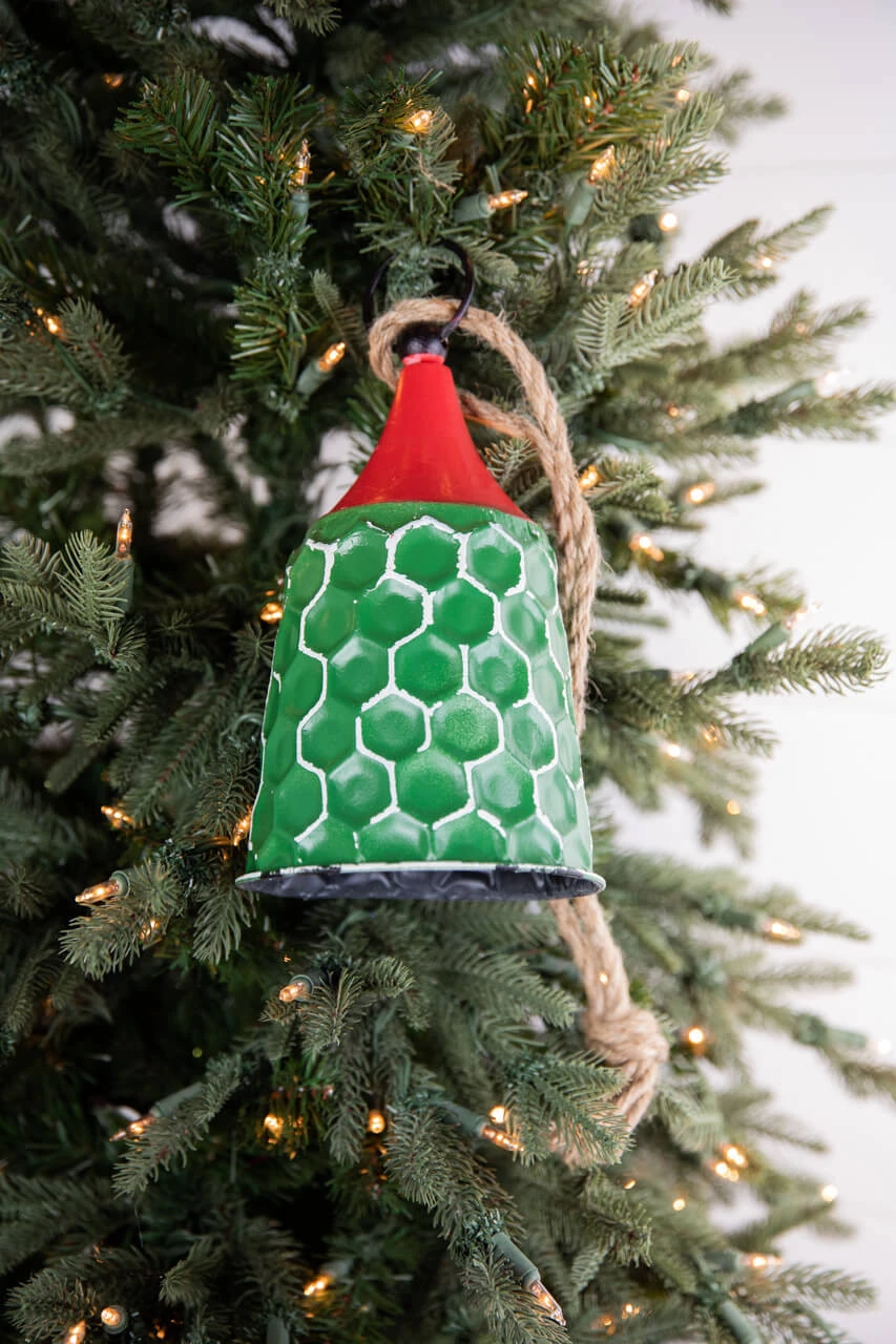 9β Green/Red Metal Bell Ornament - Image 2