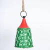 9” Green/Red Metal Bell Ornament