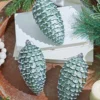 6.5" Snowed Pine Cone Ornament - Set Of 3