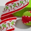 4" X 10 Yard Green Monster Legs & Candy Cane Christmas Ribbon