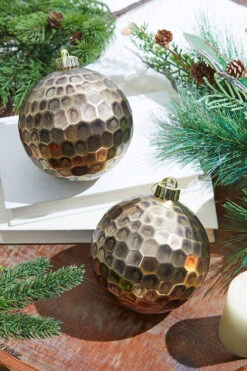 12cm Brown Hammered Antique Ball Ornament - Box Of 2