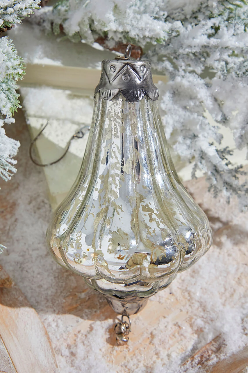 7" Lantern Elizabethan Mercury Glass Ornament - Image 5