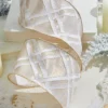 4” X 10 Yard Gold & White Lattice Ribbon