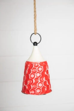 9” Red/White Metal Bell Ornament
