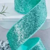 2.5" X 10 Yard Mint Green Glitter Wired Ribbon