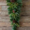 32" Deep Woods Mix Greens With Pinecones Teardrop