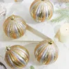4" Gold/Silver Stripe Mercury Ball Ornament Box - Set Of 4