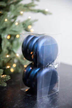 10cm Matte Midnight Blue Round Disk Ornaments - Set Of 6